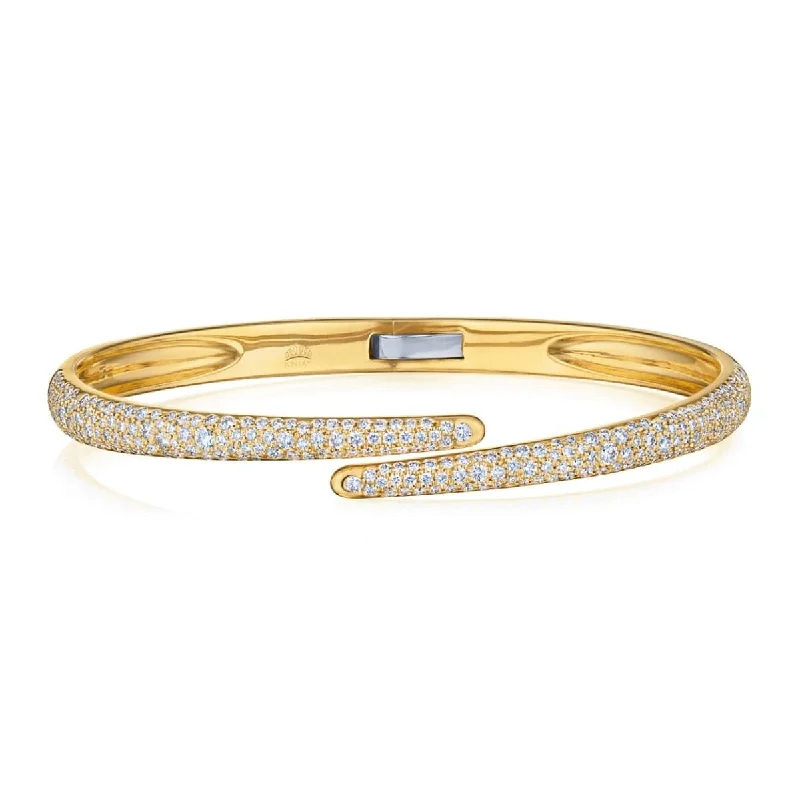 Elegant gold bangles for formal wear-KWIAT Cobblestone Crossover Diamond Bangle