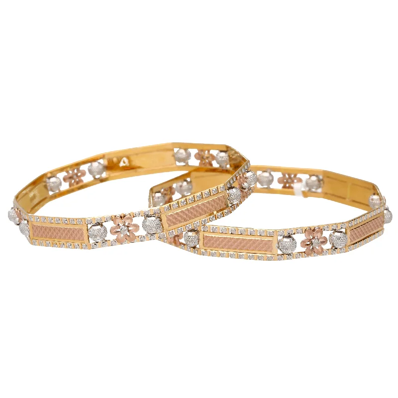 Beautifully crafted ladies bangles-22K Multi-Tone Gold Bangle Set of 2 (45gm)