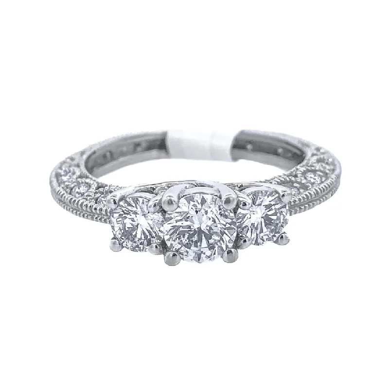 Stunning oval engagement rings for women-14K White Gold Diamond 1.25Ct Three- Stone Engagement Ring