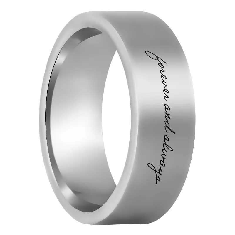 Simple ladies rings for everyday wear-Custom Handwriting Tungsten Men's Ring