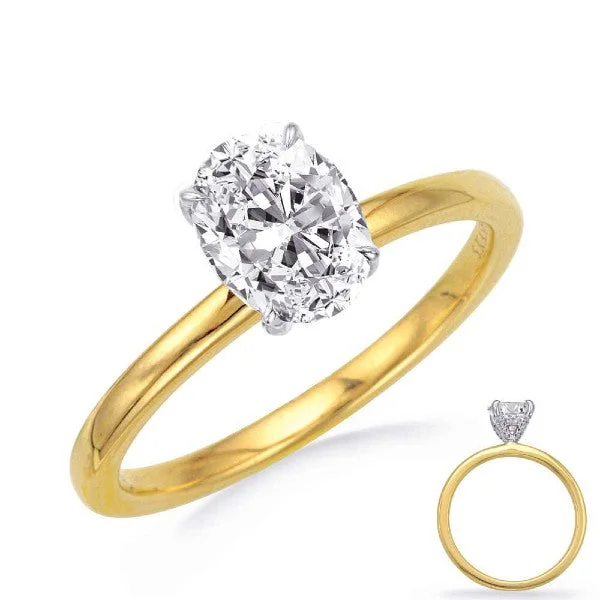 Engagement rings with vintage diamonds-14K Yellow and White Gold Engagement Ring