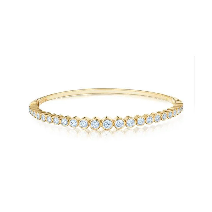 Wedding bangle bracelets for brides-Yellow Gold Bangle with 1.51ctw Diamonds