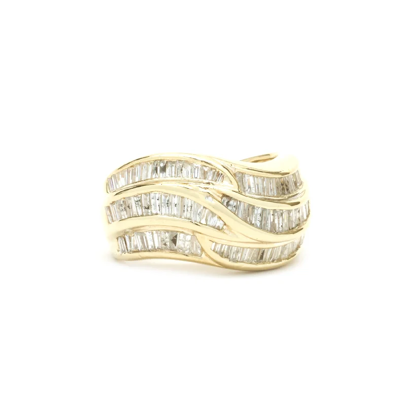 Affordable diamond engagement rings for women-14 Karat Yellow Gold Channel Set Diamond Baguette Ring