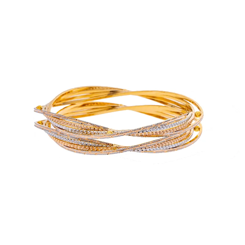 Large gemstone ladies bangles-22K Yellow & White Gold Bangle Set of 2 in Size 2.8 (53.4 gm)