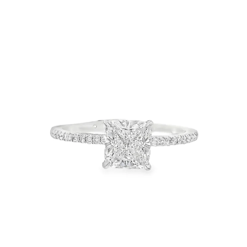 Solitaire diamond engagement rings-Platinum Cushion Diamond 1.20Ct Solitaire Engagement Ring