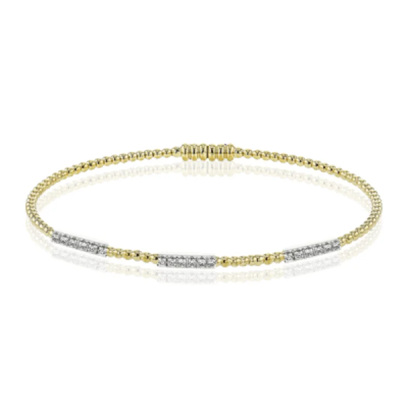 Elegant ladies bangles with sapphires-Simon G. 18k Gold Two-Tone Beaded Bangle with Diamond Stations