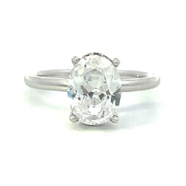 Stunning engagement rings with princess cut-14K White Gold Oval Solitaire Engagement Ring With Hidden Diamond Halo