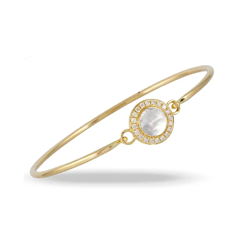 Bold bangles for fashion-Mother-of-Pearl & Diamond Bangle