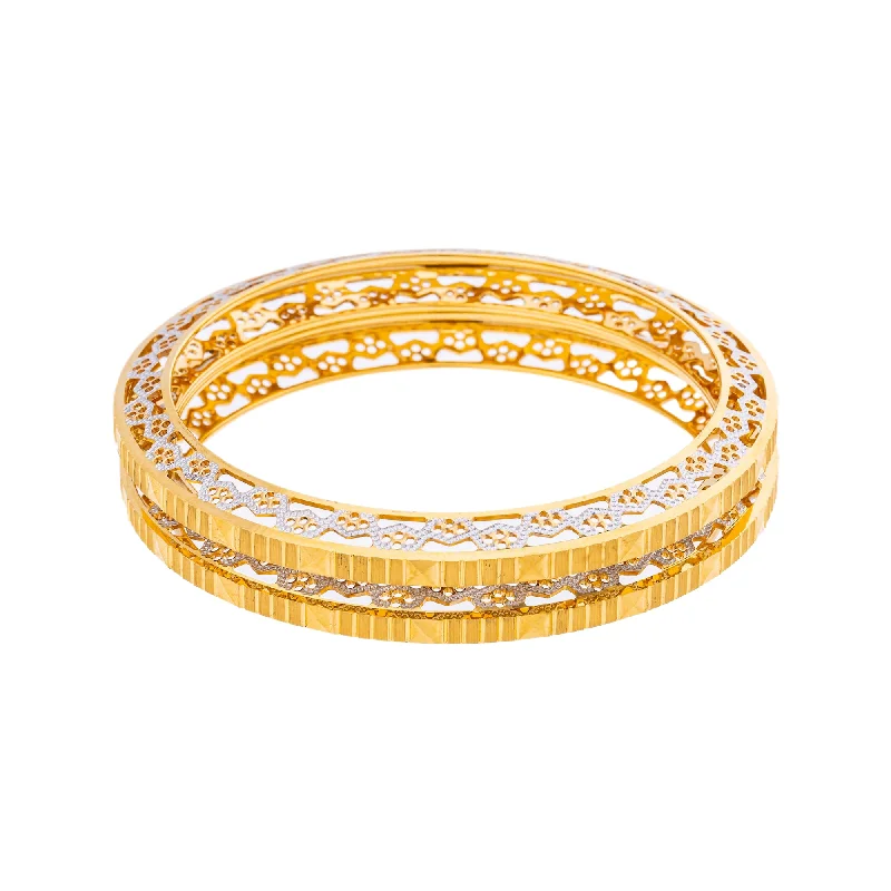 Simple bangles for everyday wear-22K Yellow & White Gold Bangle Set of 2 in Size 2.6 (59.9 gm)