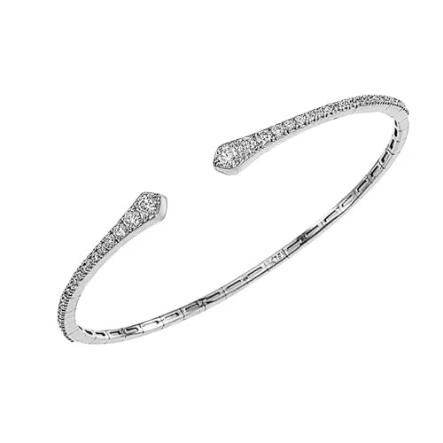 Elegant tennis bracelets for ladies-DA Gold Split Cuff Graduated Diamond Bangle