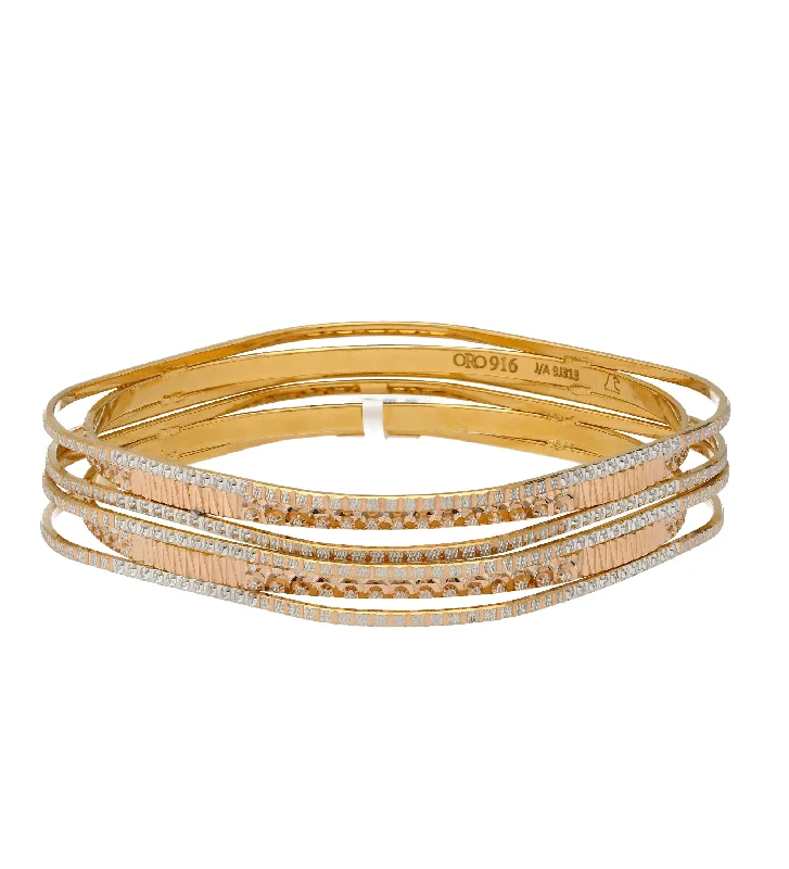 Exclusive design bracelets for ladies-22K Multi-Tone Gold Layered Bangle Set (50.4gm)