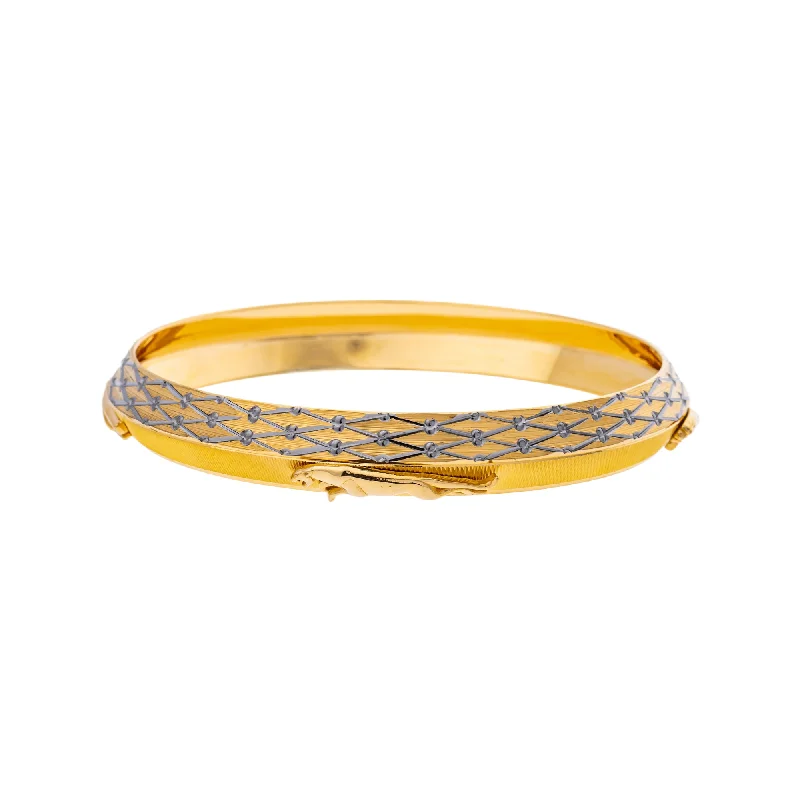 Personalized ladies bangle bracelets-22K Yellow & White Gold Kada Bangle in Size 2.8 (35.7gm)