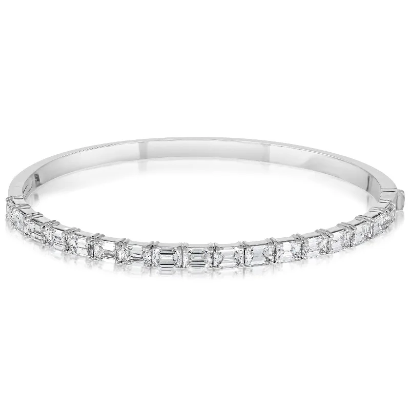 Designer ladies bracelets with diamonds-NORMAN SILVERMAN Emerald Diamond Bangle