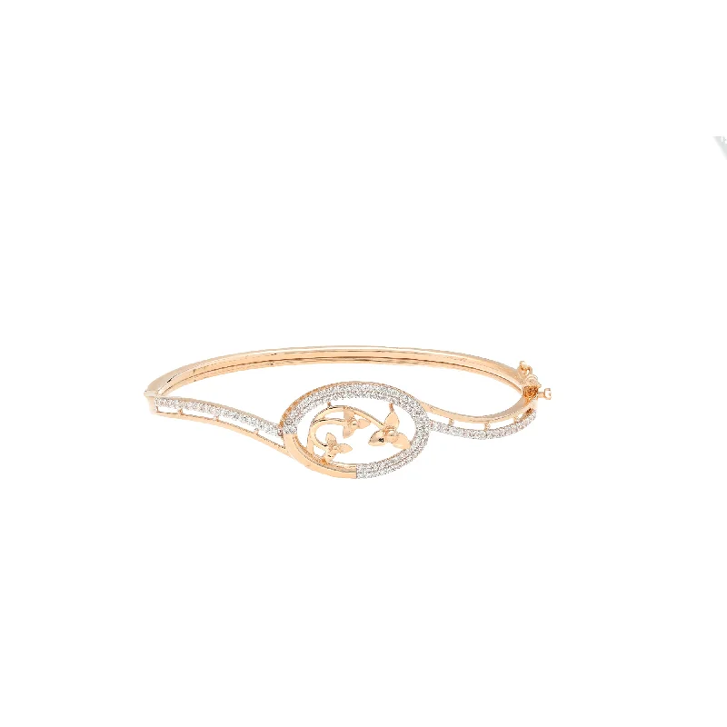 Colorful bangles for fashion-18K Rose Gold & CZ Bangle (10.9gm)