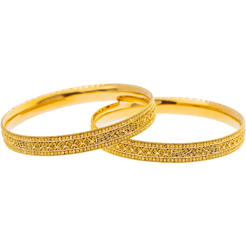 Bold bangles for fashion-22K Yellow Gold Bangle Set of 2 (45gm)