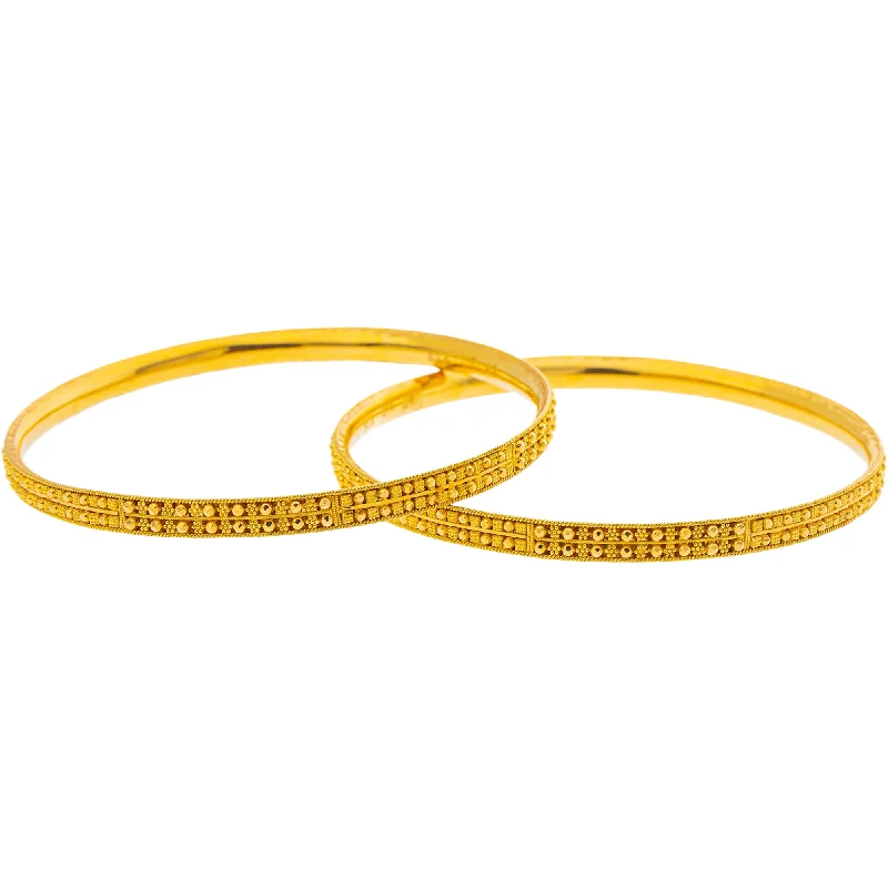 Custom design ladies bracelets-22K Yellow Gold Bangle Set of 2 (29gm)