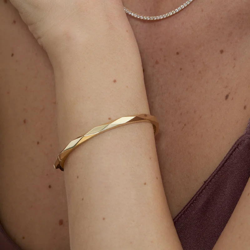 Simple and elegant bangles for women-14k Gold Textured Bangle, Gana