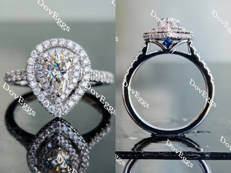 Elegant engagement rings with white sapphire-Doveggs pave double halo moissanite engagement ring