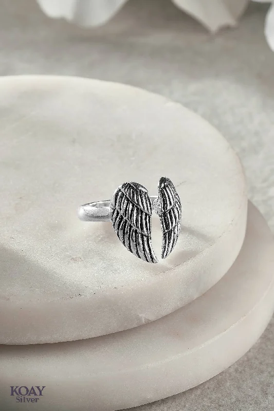 Stylish silver ladies rings-New Wing Ring