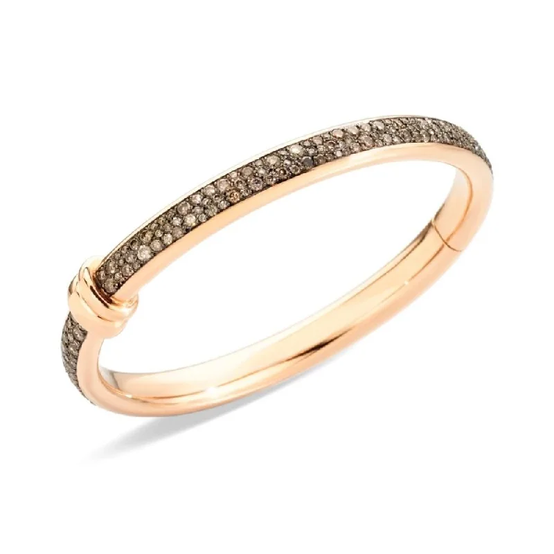 Elegant silver bangles for women-POMELLATO Iconica Brown Diamond Bangle