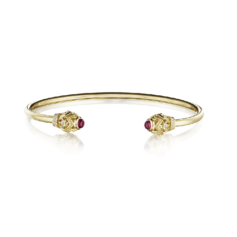 Affordable ladies bracelets for everyday wear-Verragio 18k Diamond and Rhodolite Garnet Bangle