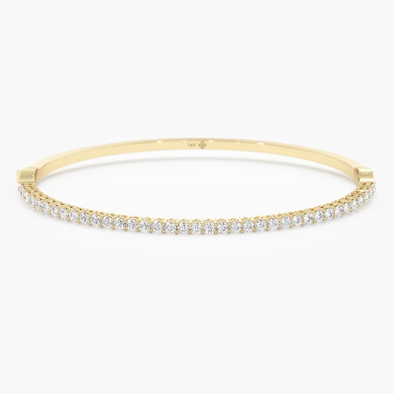 Classic silver bangles for daily wear-Natural Diamond Bangle, Melanie