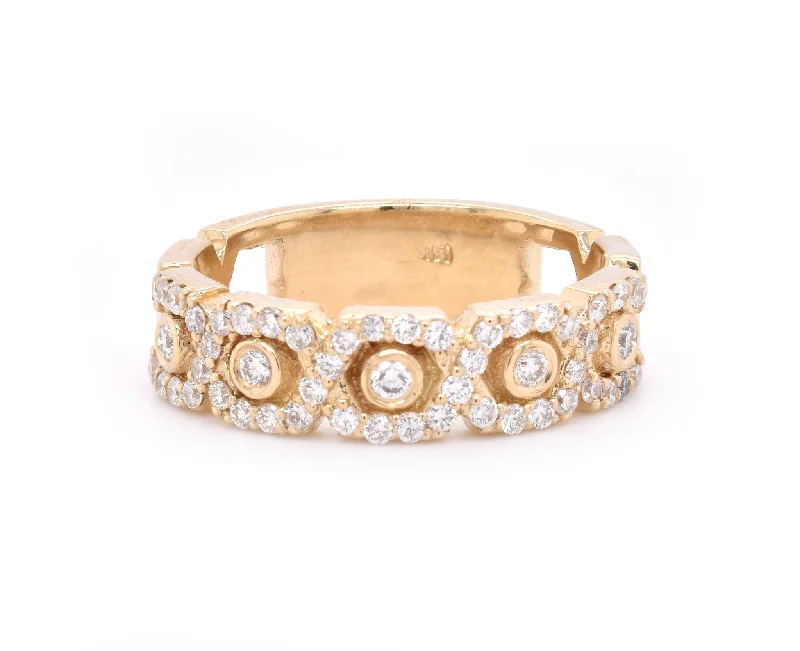 Luxurious engagement rings with large diamonds-14 Karat Yellow Gold Diamond Weave Band