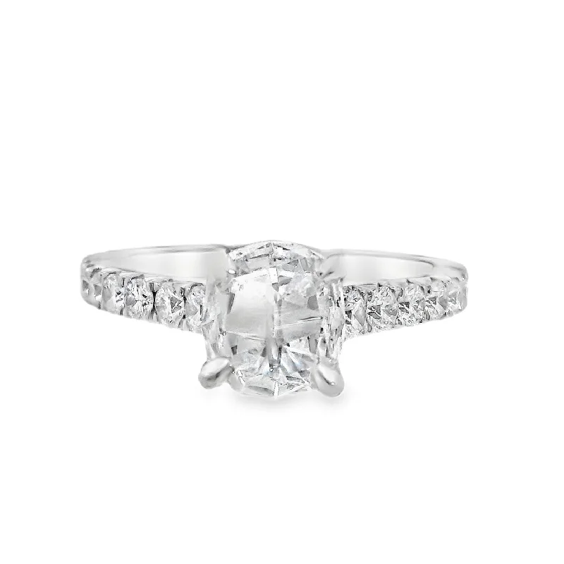 Engagement rings with classic designs for her-14K White Cushion Diamond 1.03Ct Solitaire Engagement Ring