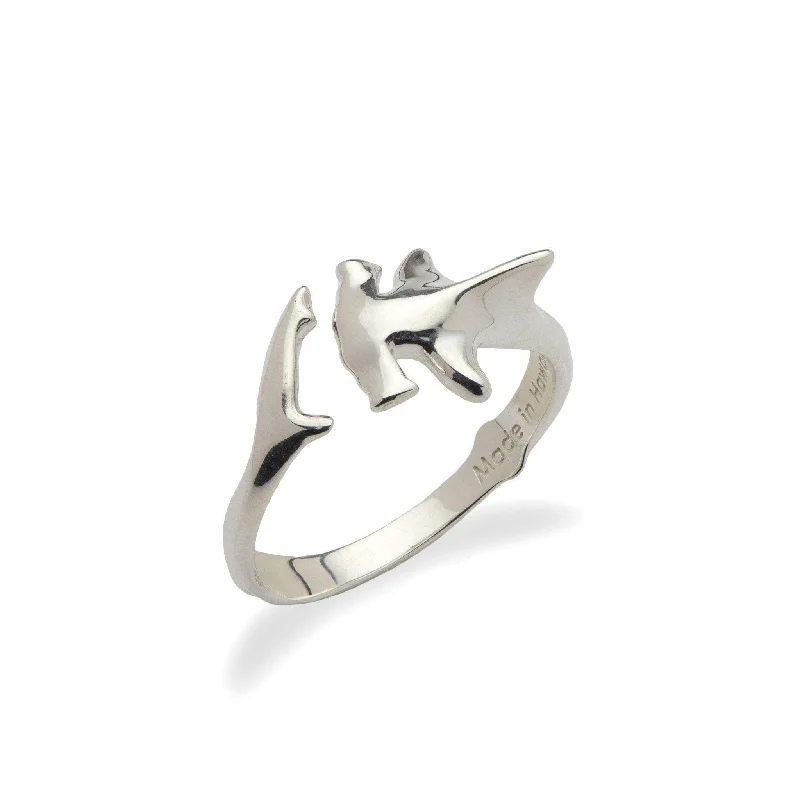 Rose gold engagement ladies rings-Hammerhead Shark Ring in Sterling Silver