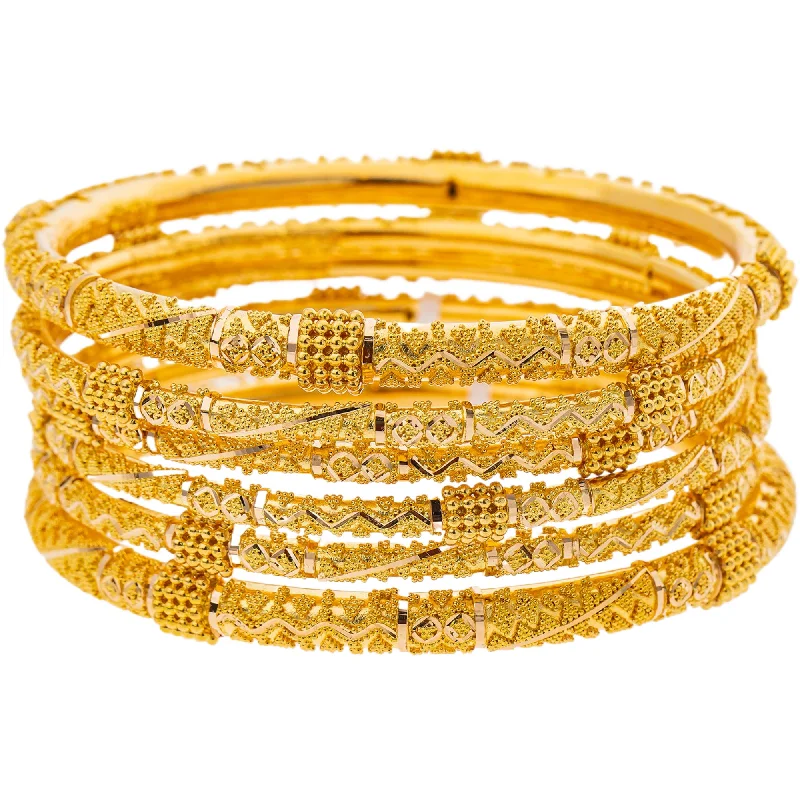 Colorful gemstone bracelets for women-22K Yellow Gold Bangle Set of 6 (79.4gm)