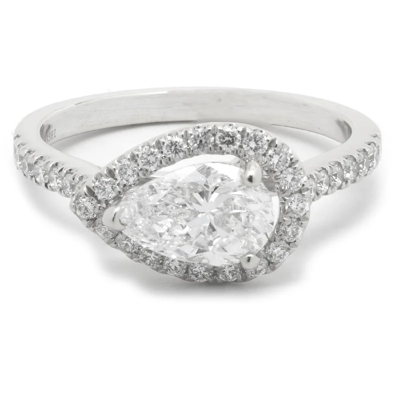 Engagement rings with dual-tone bands-14 Karat White Gold Pear Cut Diamond Engagement Ring