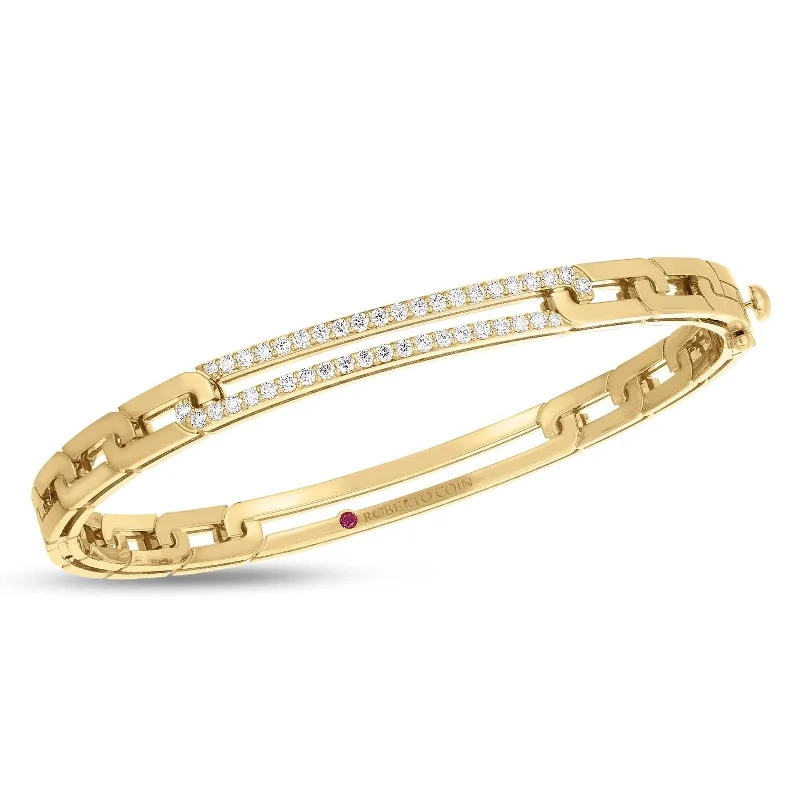 Stylish ladies bracelets for casual wear-ROBERTO COIN Navarra Pave Extended Link Bangle