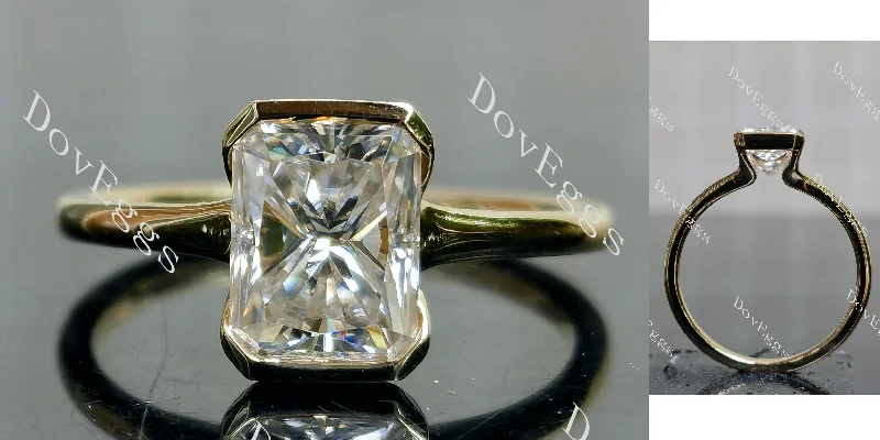 Engagement rings with dual-tone bands-Doveggs radiant bezel solitaire moissanite engagement ring