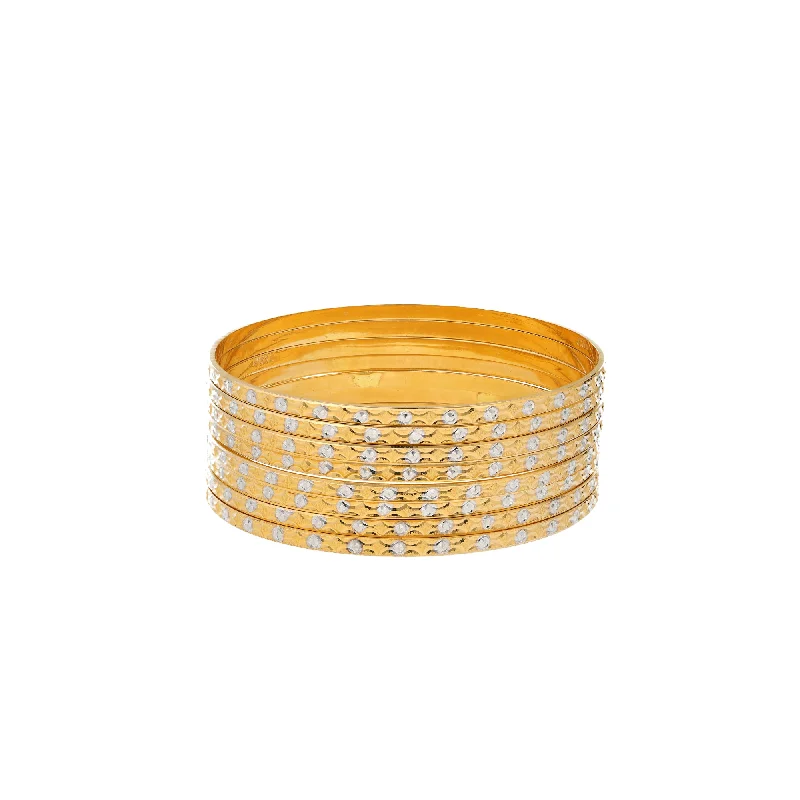 Unique bangle bracelets with colors-22K Yellow Gold Bangle Set of 6 (79.8gm)