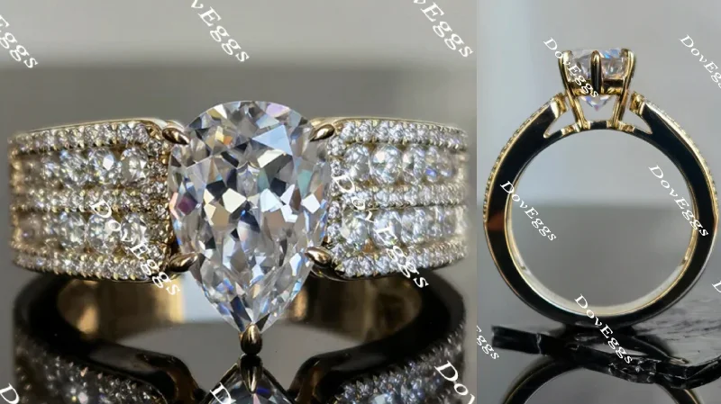 Luxurious engagement rings with large diamonds-DovEggs half eternity pave moissanite engagement ring