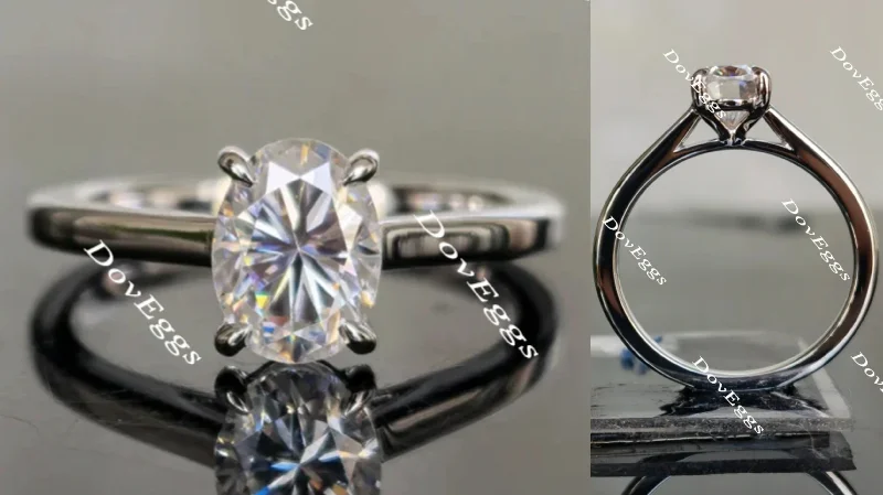 Engagement rings with stunning blue diamonds-Doveggs solitaire oval moissanite engagement ring