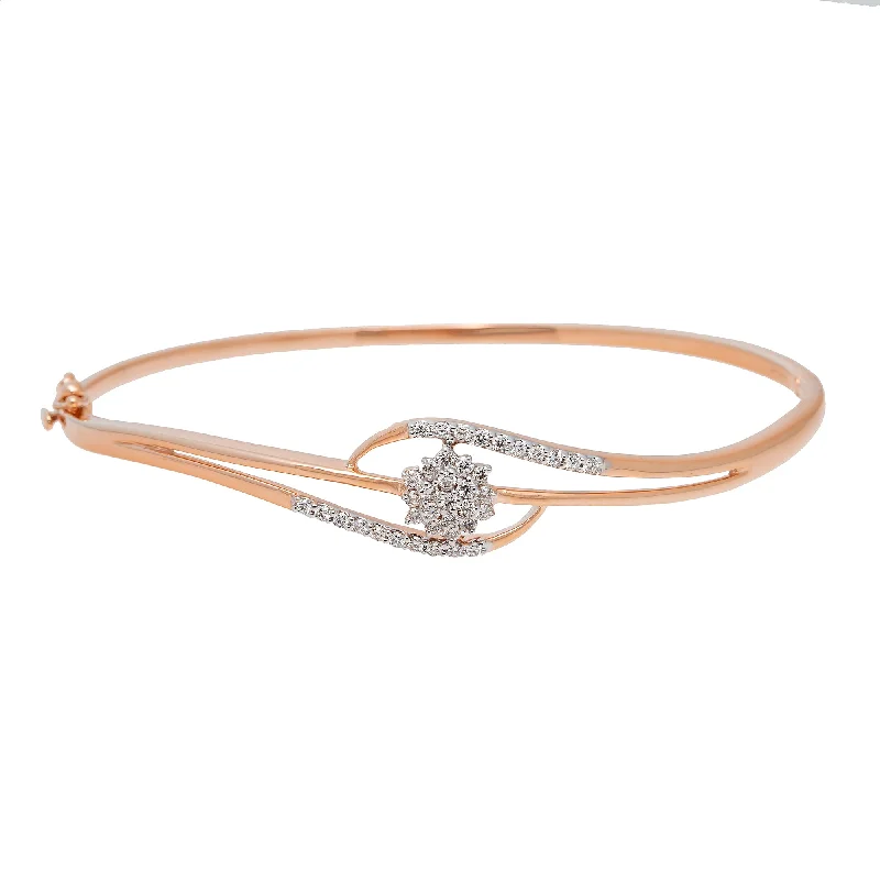 Elegant ladies bangles with sapphires-18K Rose Gold & 0.39ct Diamond Bangle (11gm)