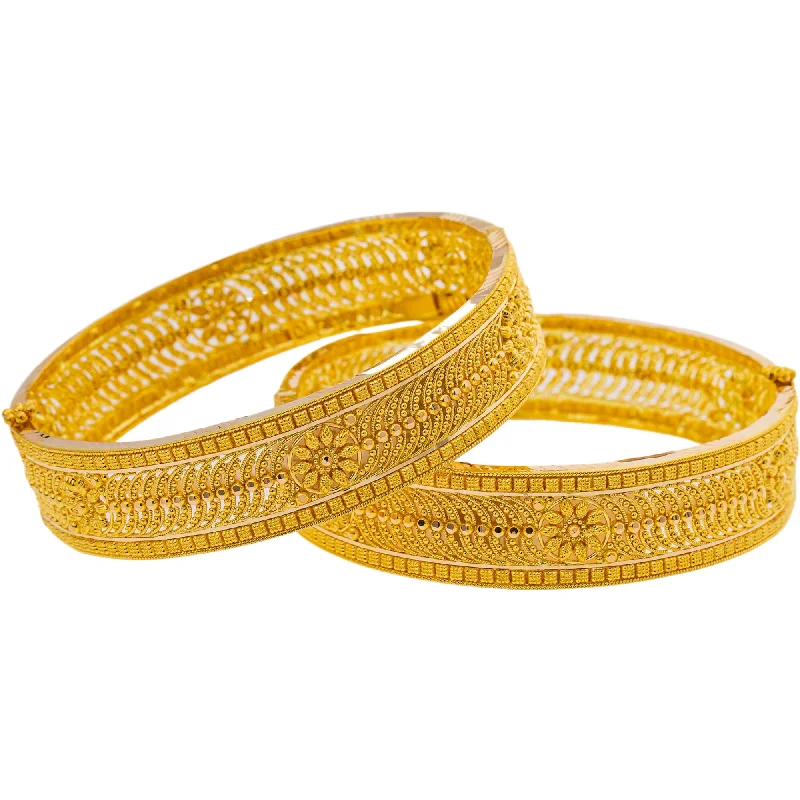 Personalized ladies bangles for gifts-22K Yellow Gold Adjustable Bangle Set of 2 (58.7gm)