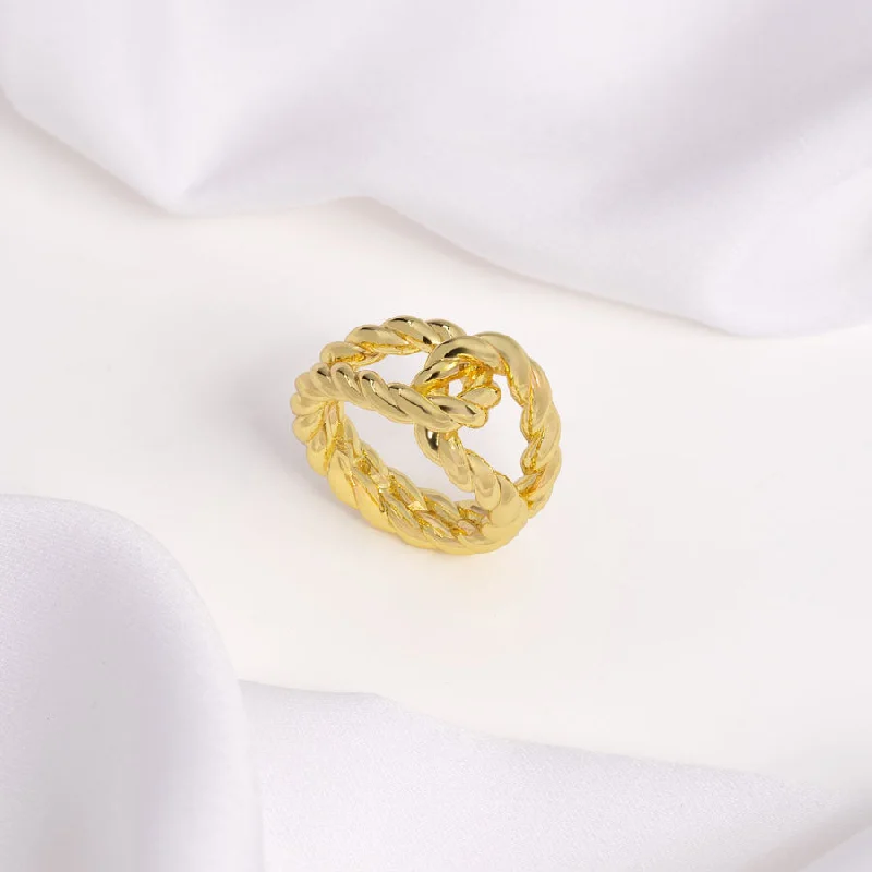 Elegant ladies rings with diamonds-Ribbed Knot Gold Ring