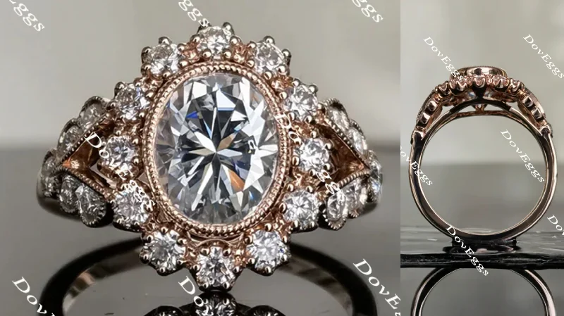 Engagement rings with cushion-cut diamonds-The Marisol flower shape oval engagement ring