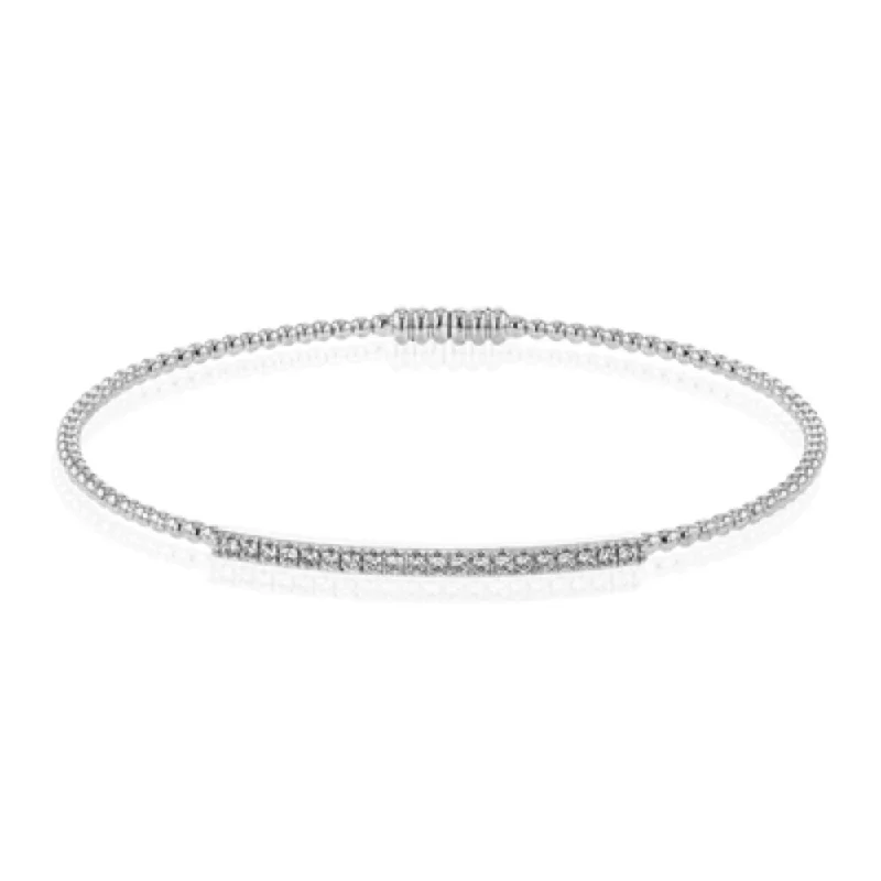 Elegant diamond ladies bangles-Simon G. 18k Beaded Bangle with Diamonds