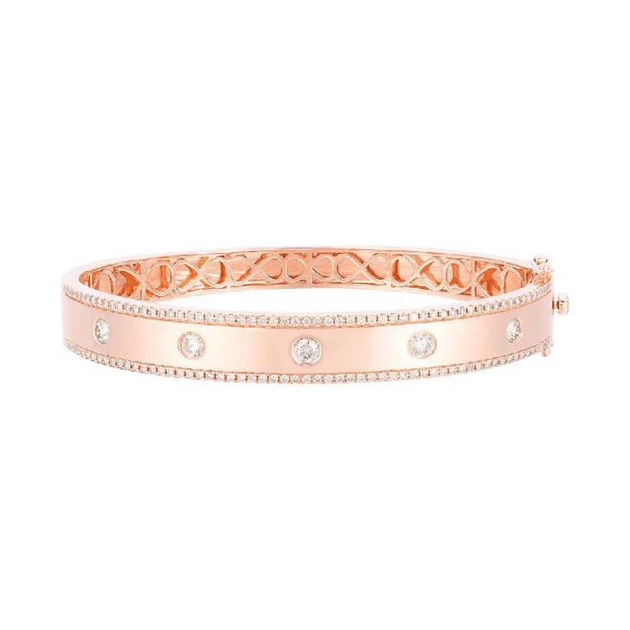 Custom bangle bracelets for gifts-Le Vian Nude Diamond Oval Bangle in Strawberry Gold