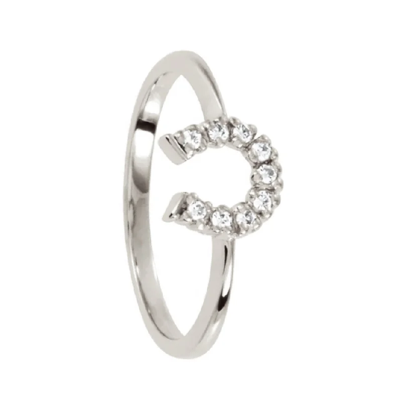 Simple solitaire engagement rings-10k Gold Horseshoe Lab-Created Diamond Women's Ring