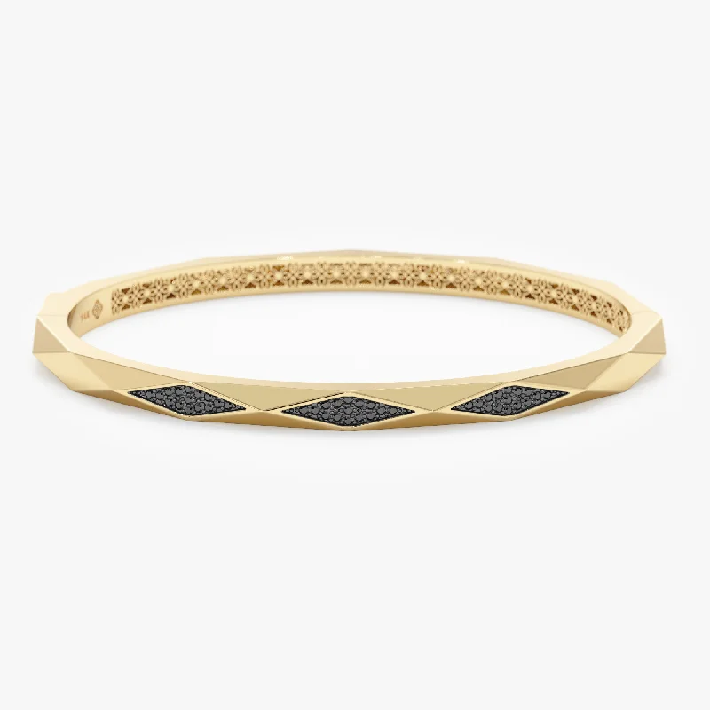 Classic gold bangles for weddings-Black Diamond Bangle, Gana