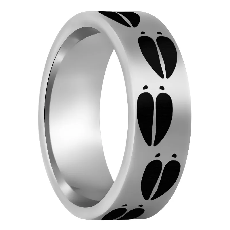 Silver ladies rings for women-Moose Tracks Tungsten Men's Wedding Band