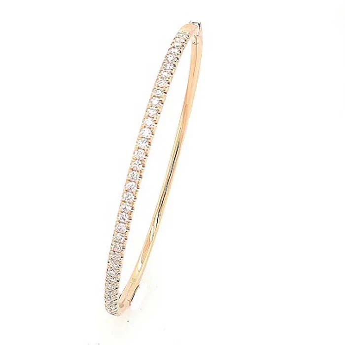 Unique bangle bracelets with colors-Mountz Collection 1.0CTW Diamond Oval Hinged Bangle in 14K Yellow Gold