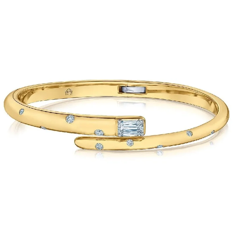 Large gemstone ladies bangles-KWIAT Cobblestone Ashoka 1 Carat Diamond Accent Crossover Bangle