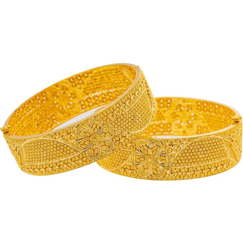 Elegant silver bracelets with diamonds-22K Yellow Gold Adjustable Bangle Set of 2 (71.2gm)