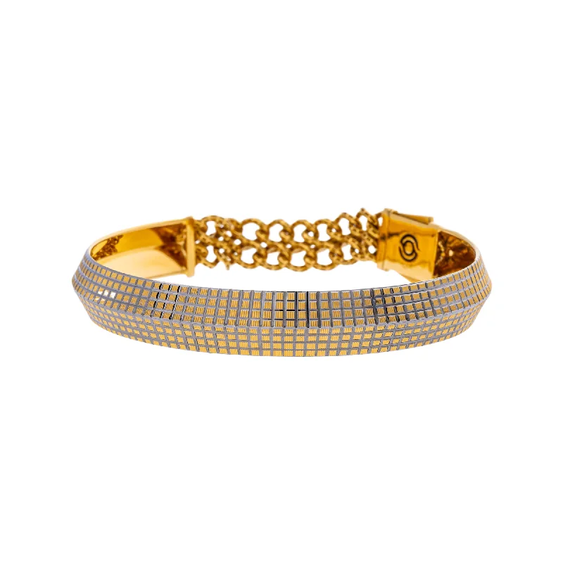 Ladies silver bangles with charms-22K Yellow & White Gold Kada Bangle in Size 2.8 (31.6 gm)