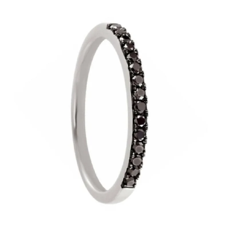 Affordable platinum engagement rings with diamonds-14k White Gold Women's Ring with Black Diamonds